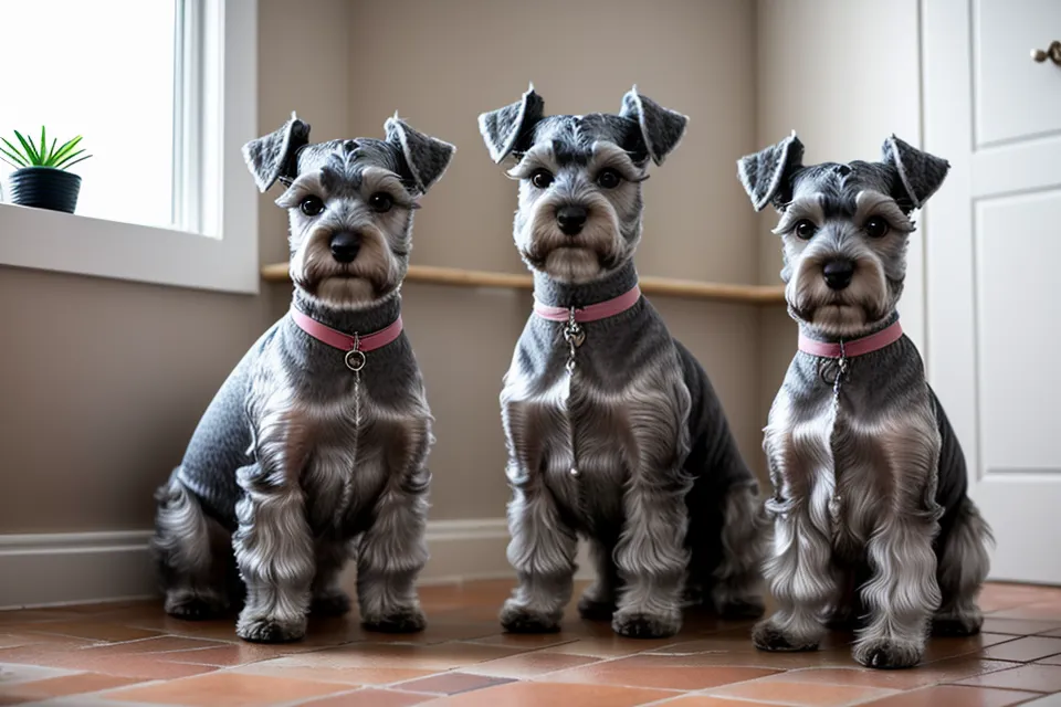 Cuello bajo de un chaleco de costura canina pensado para la barba de un schnauzer miniatura