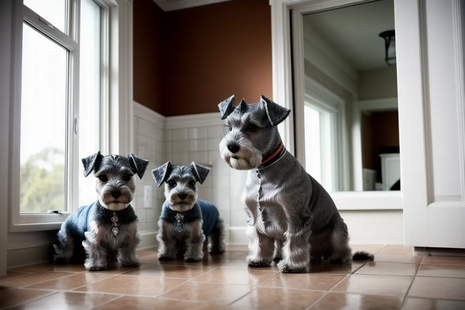 Máquina cortapelos con peine guía para dar forma a las columnas de las patas de un schnauzer miniatura