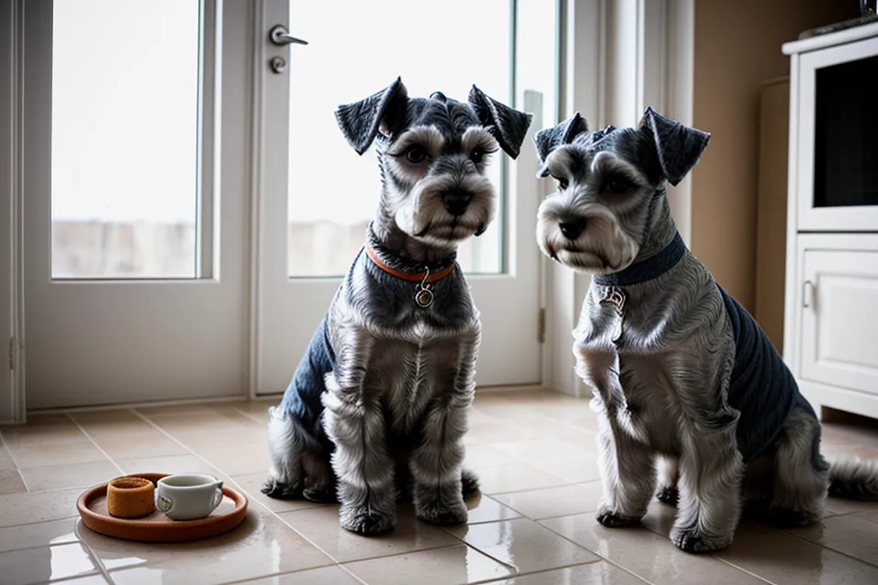 Barba de un schnauzer revisada con un peine de metal para detectar nudos en el pelaje