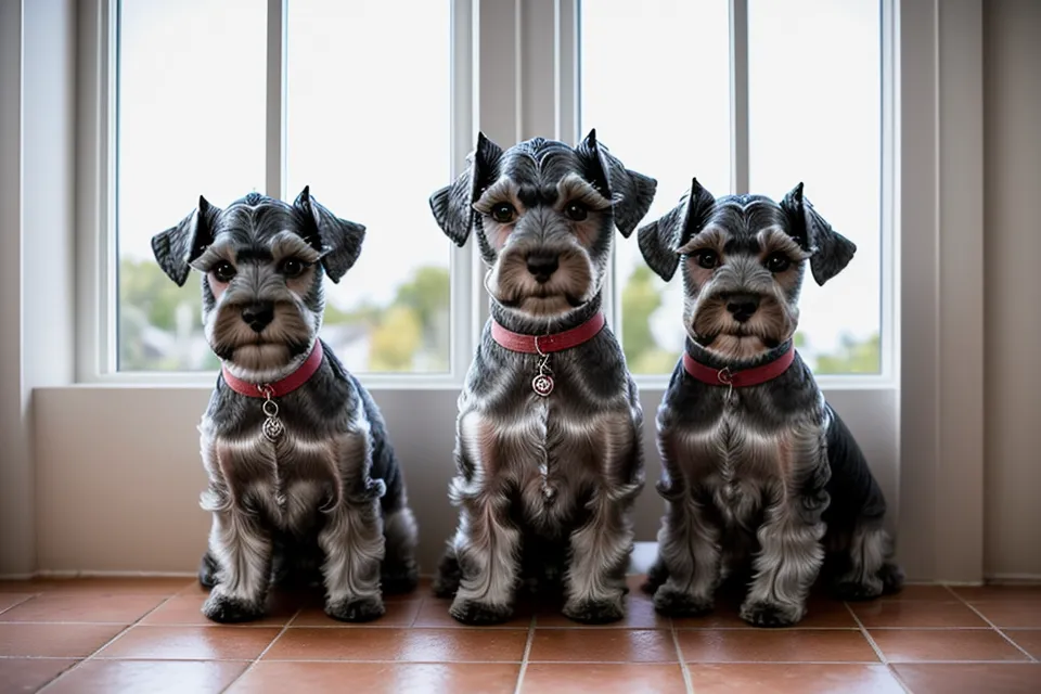 Schnauzer miniatura tranquilo después de usar el peine adecuado para el mantenimiento de su pelaje