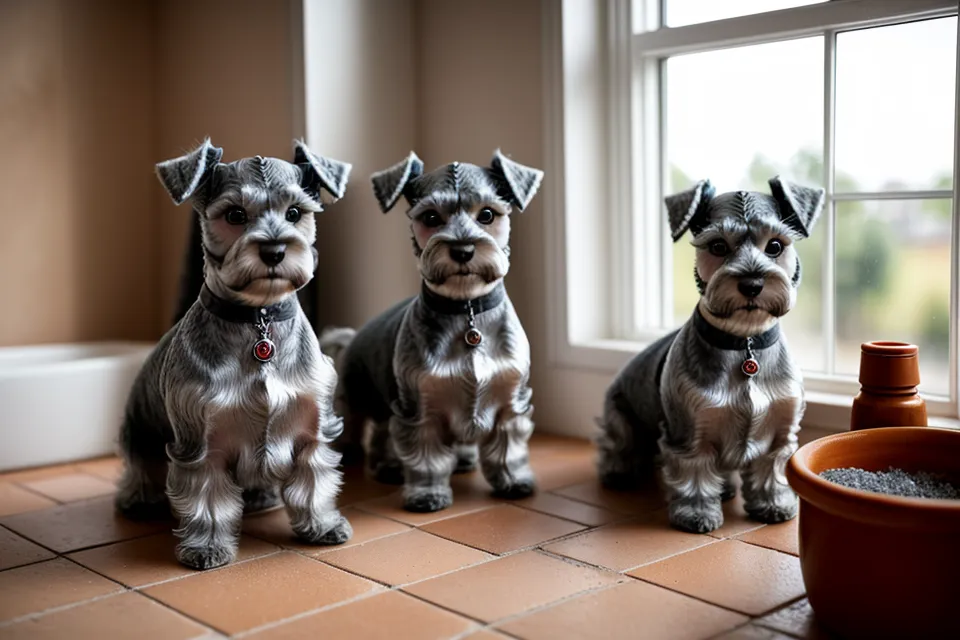 Midiendo el contorno de pecho de un schnauzer miniatura para patronar un arnés ajustable