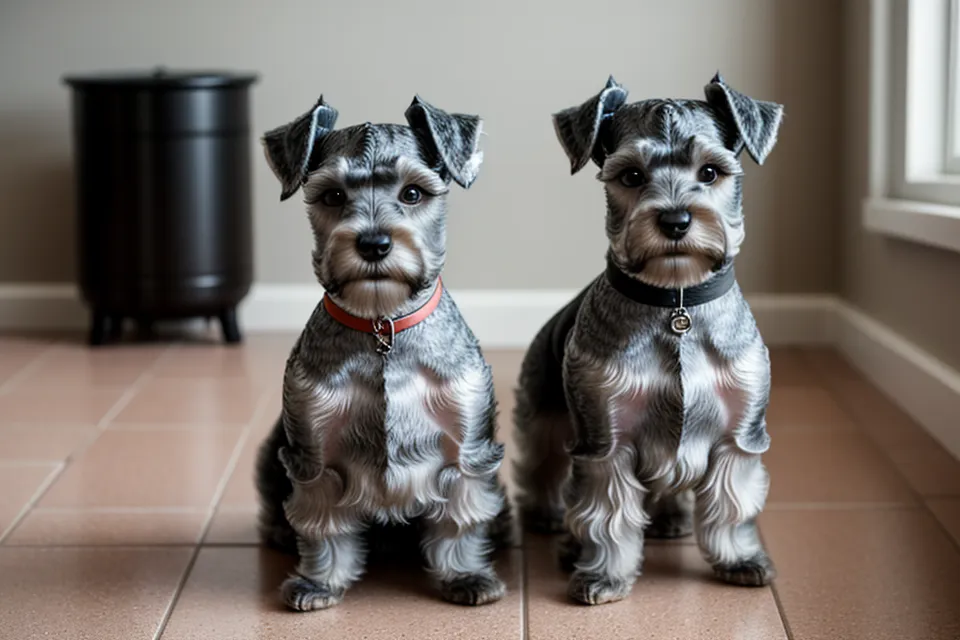 Schnauzer miniatura probando su arnés ajustable casero en el parque de María Luisa