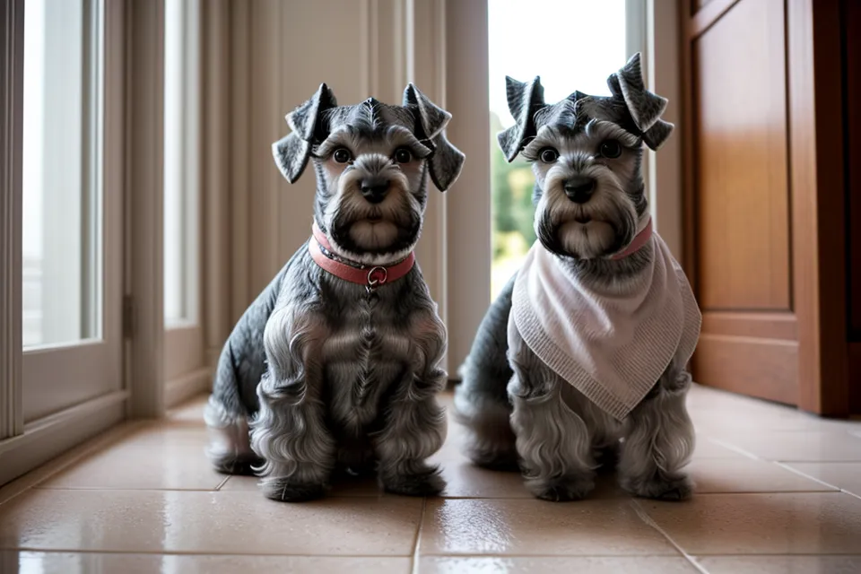 bufanda de forro polar casera para perro pequeño, proyecto de costura DIY con schnauzer miniatura