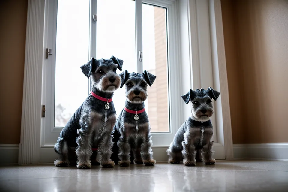 schnauzer miniatura con bufanda de forro polar roja cosida a mano como accesorio de invierno