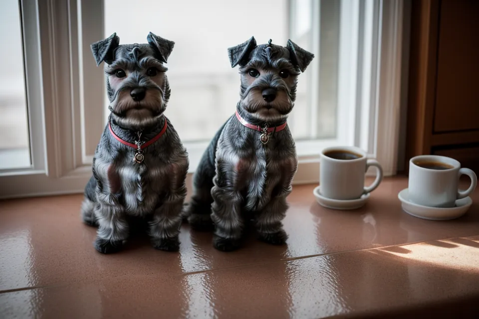 Higo, el schnauzer miniatura, lamiendo un petlado casero de sandía y yogur natural
