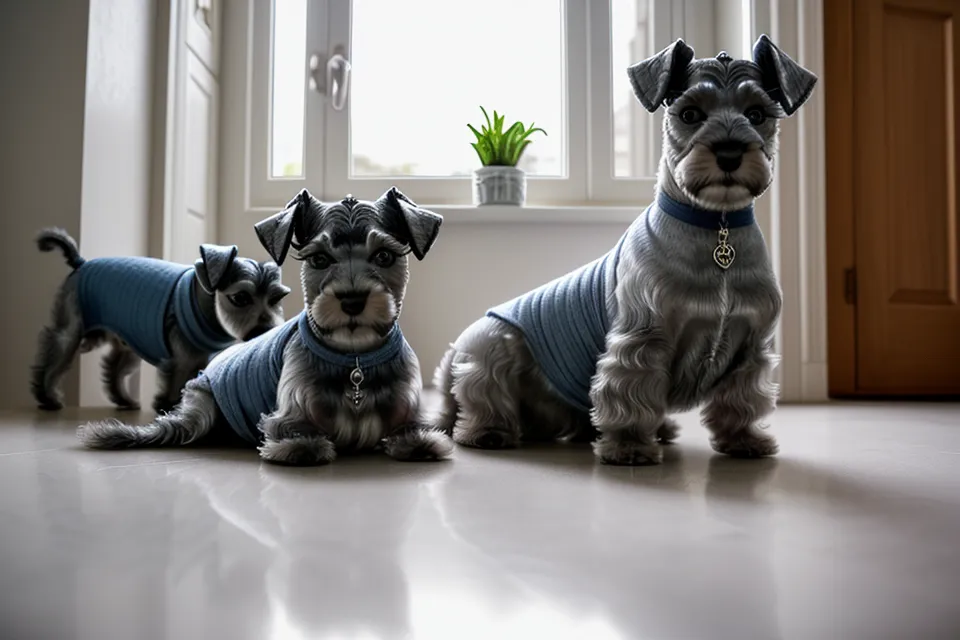 Higo y Almendra con sus impermeables caseros terminados en el pasillo del piso