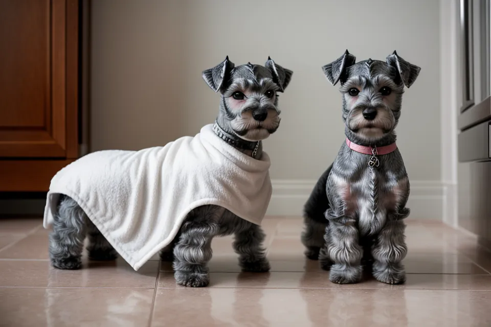 Patrones caseros de costura para perros: chaleco de mini schnauzer sobre la mesa