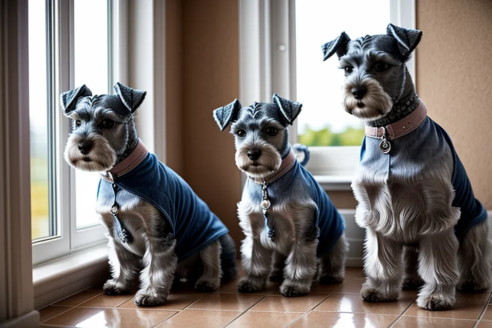 Schnauzer miniatura esperando en el felpudo tras la limpieza de patas después del paseo