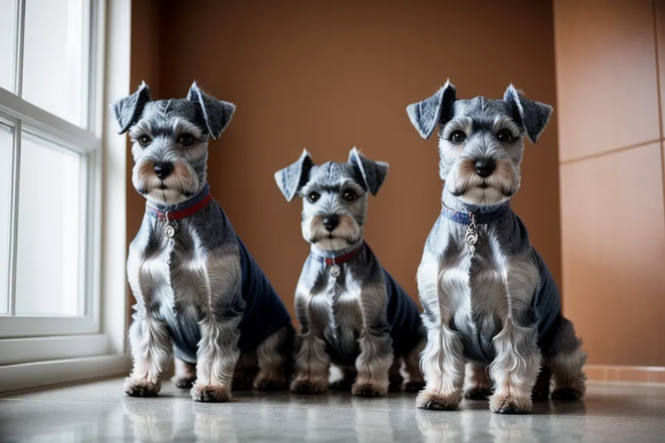 Schnauzer miniatura olfateando galletas caseras de postres saludables en su cuenco