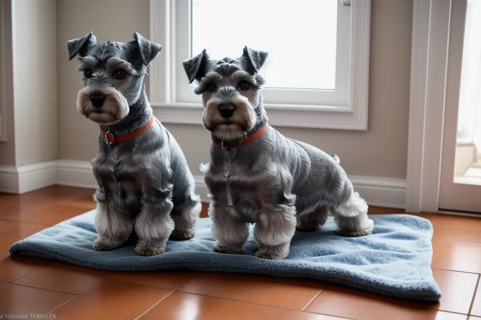 Cómo preparar premios para perros para regalar a otras mascotas: repostería canina casera con schnauzer miniatura vigilando el horno