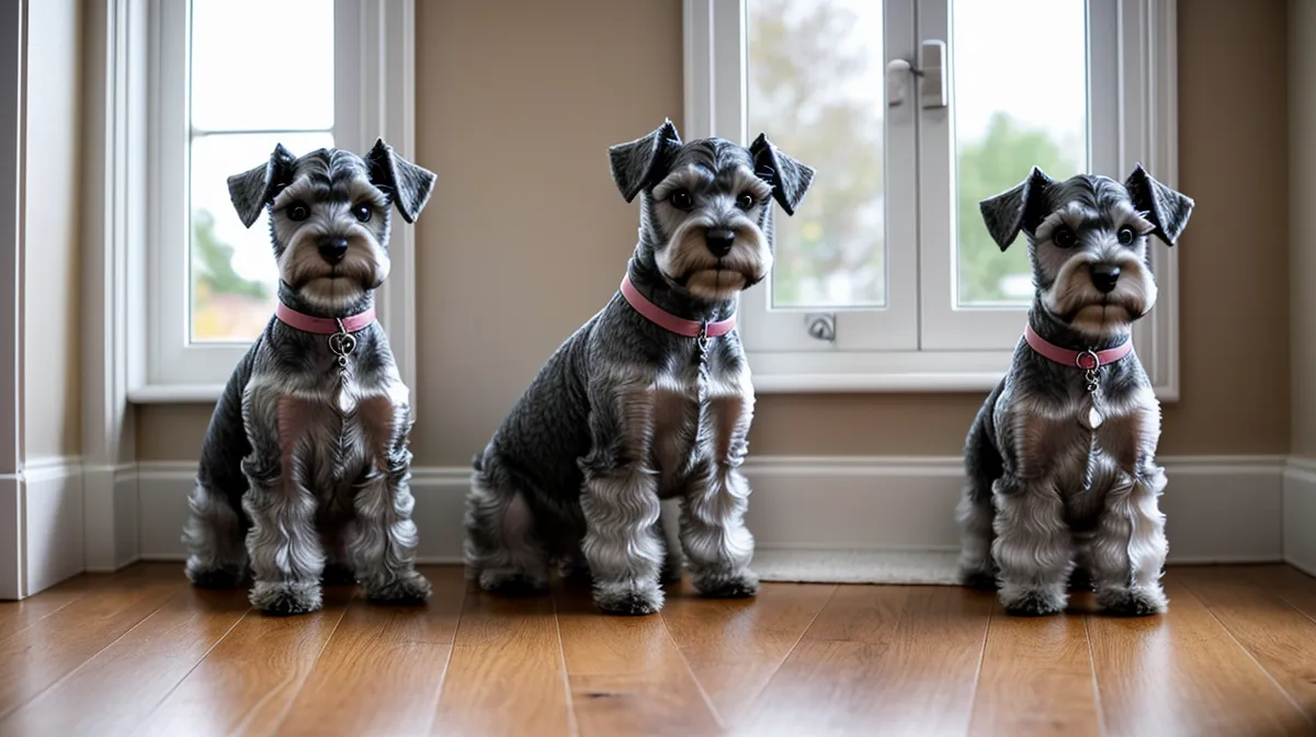 Schnauzer miniatura recién bañado, listo para el secado canino en casa que deja el pelo suave