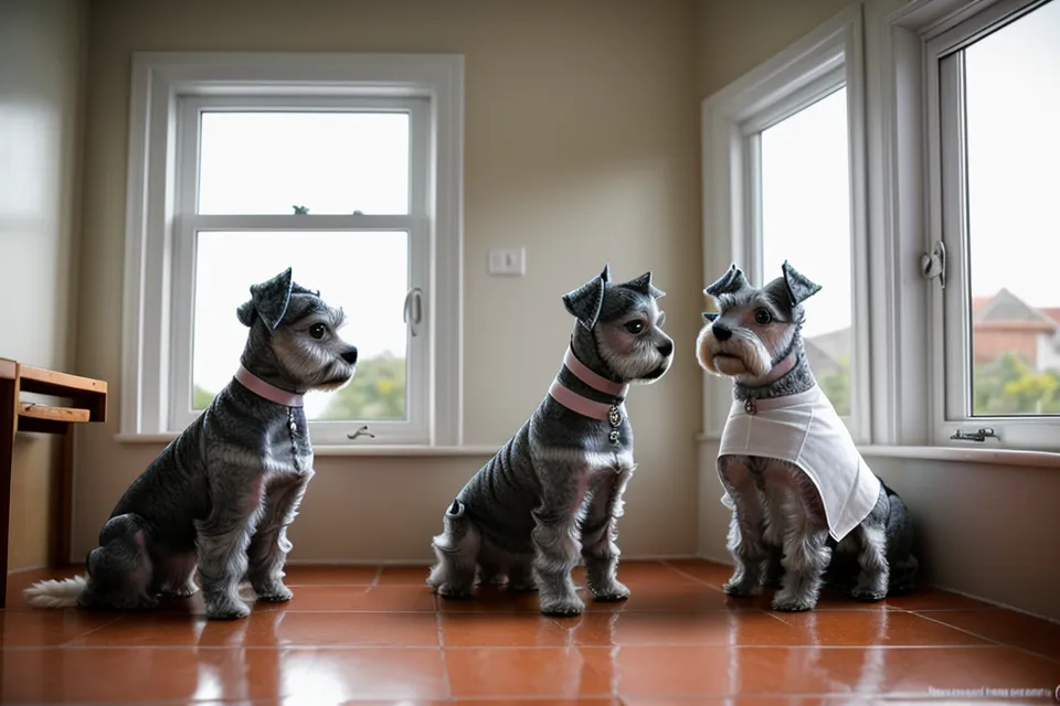 Detalle de la sisa de un chaleco para perro cosido a medida con espacio para el movimiento del schnauzer