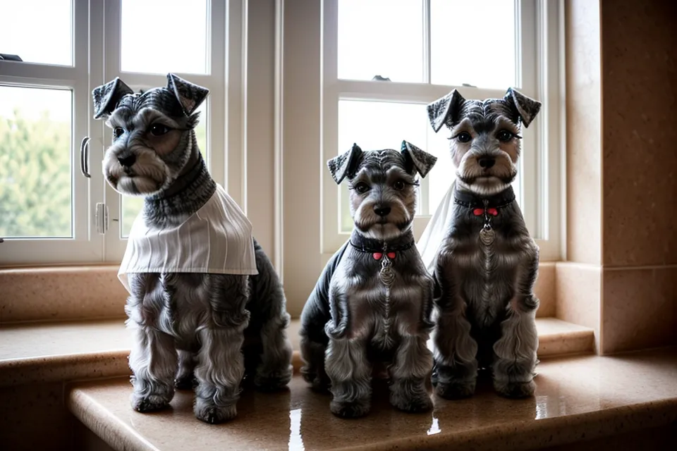 Transición de pelo duro entre el lomo y el faldón de un schnauzer miniatura recién cortado