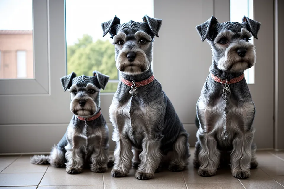 Perfil de un schnauzer miniatura mostrando la línea del faldón del codo a la ingle