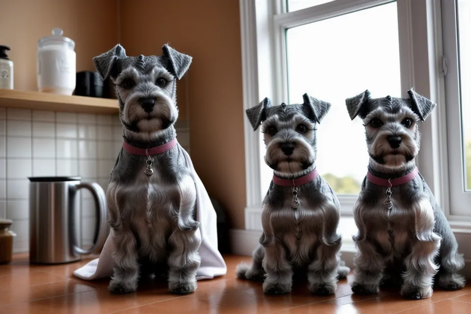 Pijama de invierno cosido a mano para un schnauzer miniatura, proyecto de costura para perros