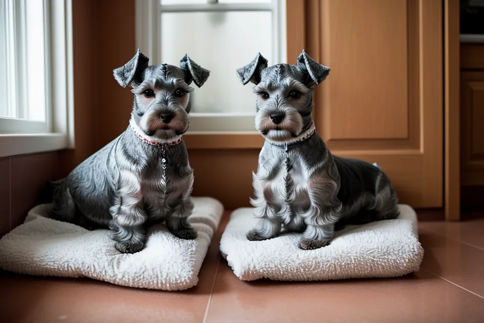 Abrigo de forro polar cosido a mano, ejemplo de ropa canina casera para schnauzer miniatura