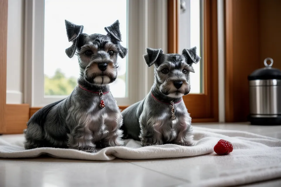 barba de schnauzer con gotas de helado casero de sandía, premio saludable de verano
