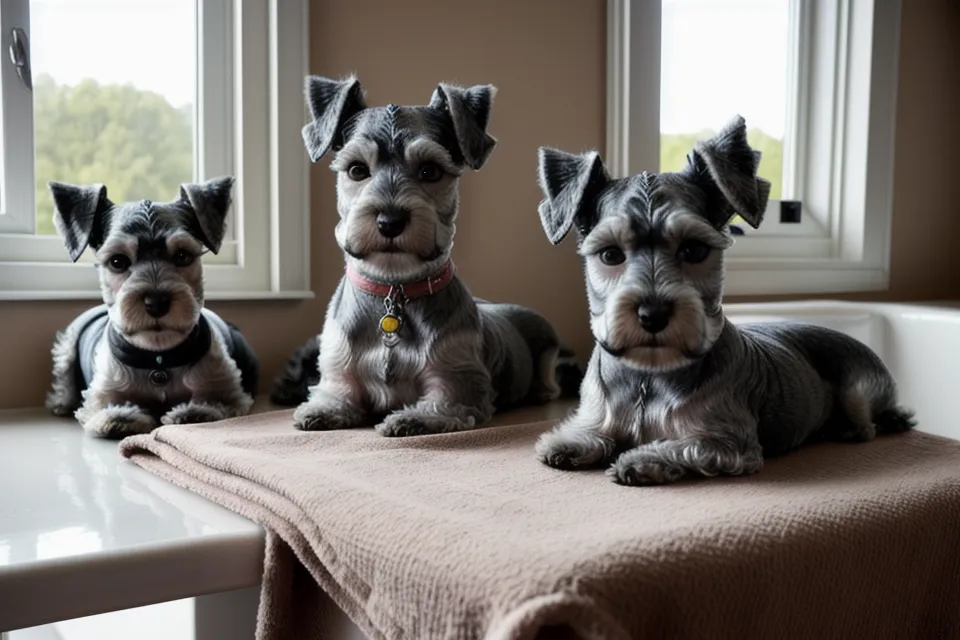 Higo y Almendra, schnauzers miniatura, disfrutando de helados caseros de fruta en pleno verano