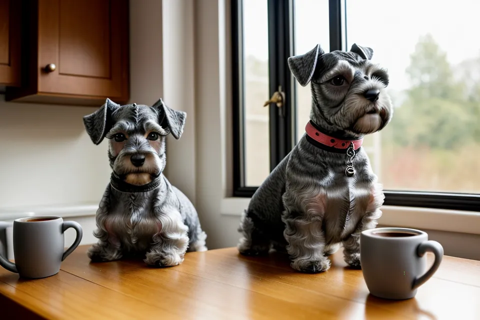 Schnauzer miniatura mirando un curso online de repostería canina en Navidad