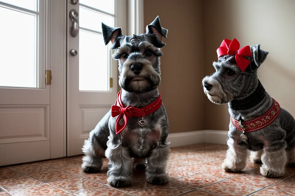 Higo, el schnauzer mini, posando con su tarro de snacks navideños caseros