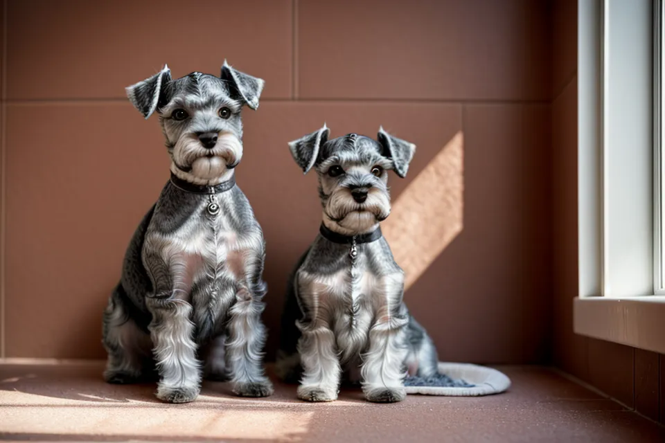Barba de schnauzer miniatura manchada de naranja tras comer, antes de la limpieza casera