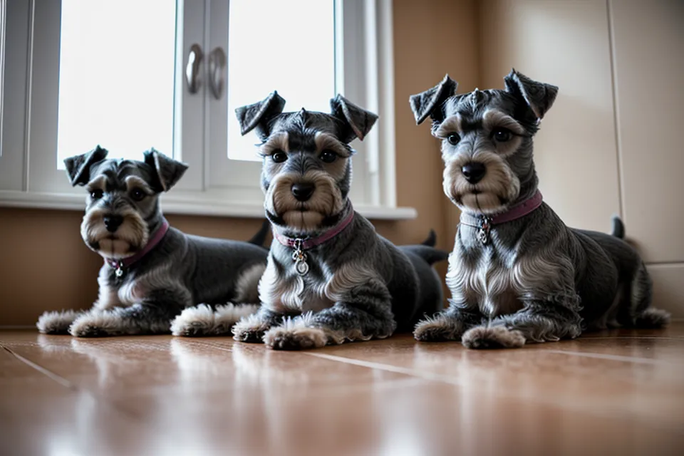 Demostración del ángulo de 45 grados para recortar las cejas de un schnauzer miniatura.