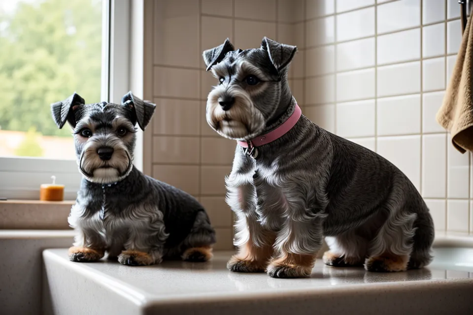 Ordenador portátil con una lección de un curso de peluquería canina en casa en un entorno doméstico.